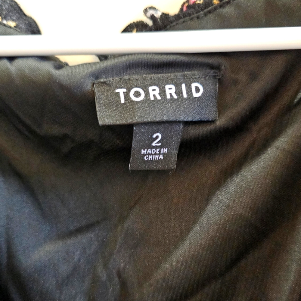 Torrid Black Floral Tiered Gauze Midi Dress - Picture 7 of 10